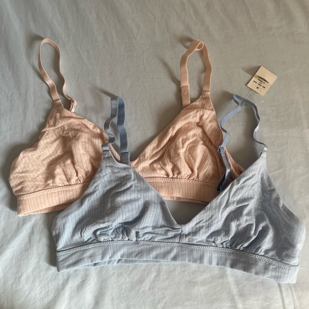 2 New Aerie Ribbed Bralettes